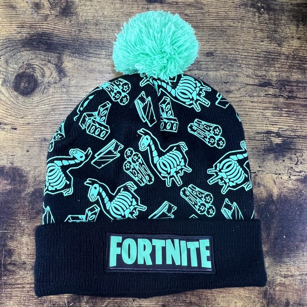Fortnite Beanie Hat Black Green Cap 2024 Epic Games